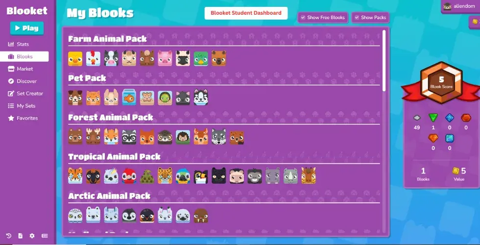 Blooket Student Dashboard