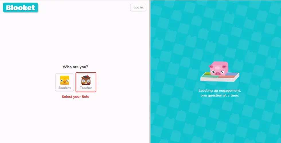 Select your role to Singup on Blooket
