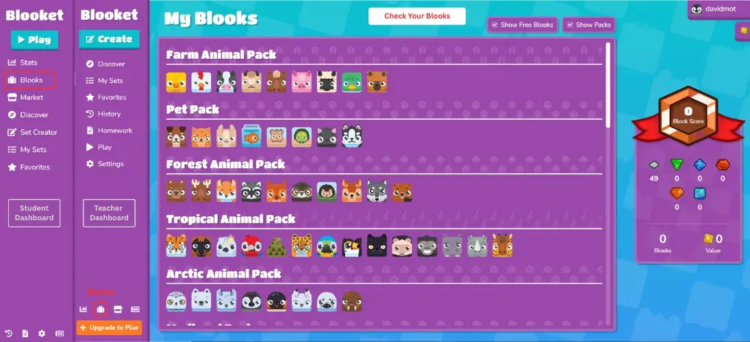 Blooket Blook Section
