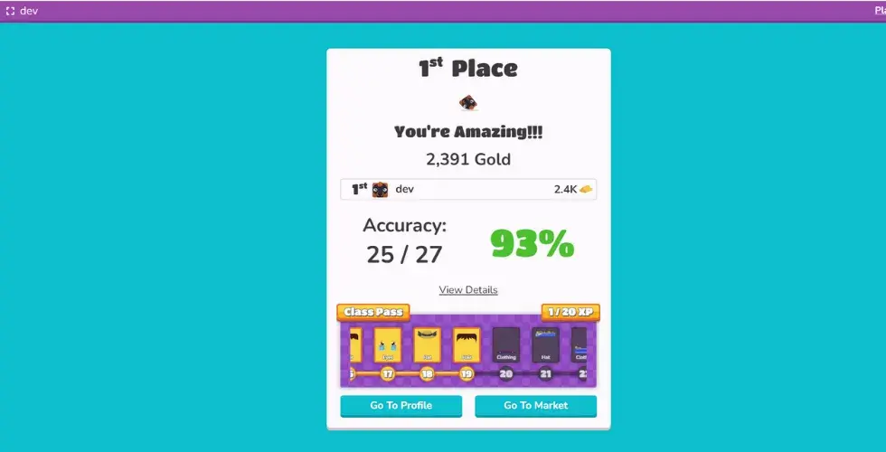Gold Quest Game Score