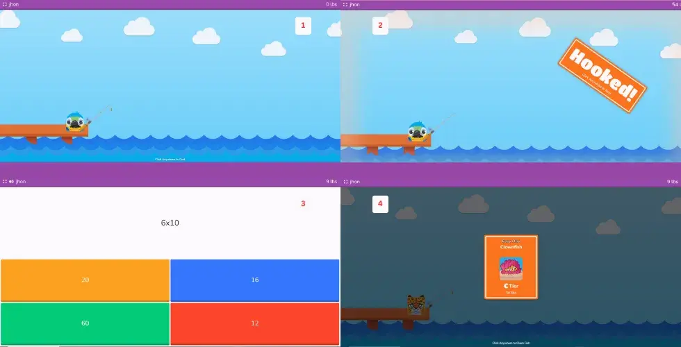 Steps of Catching Fish in Fishing Frenzy Blooket