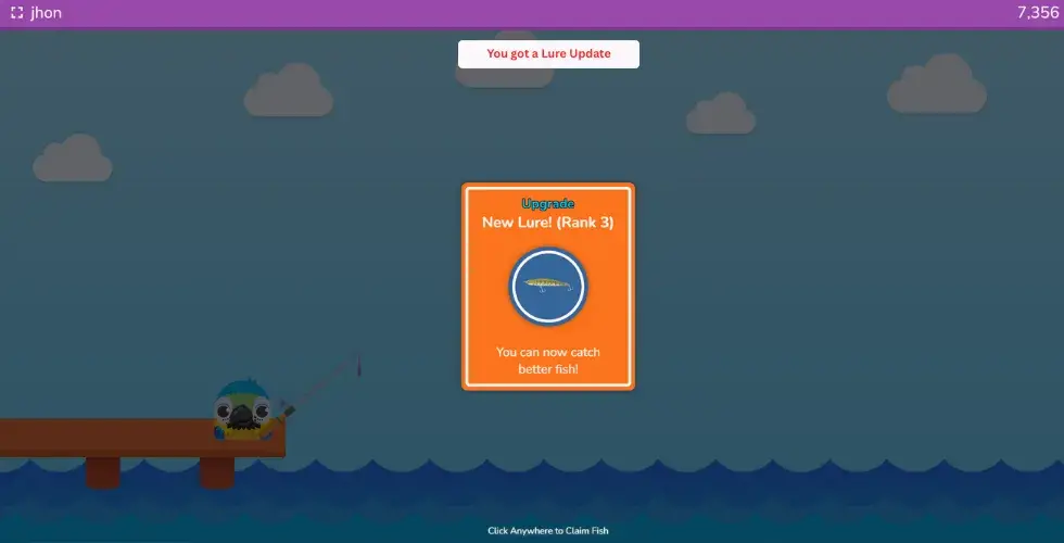 You got a Lure Update in Blooket Fishing Frenzy