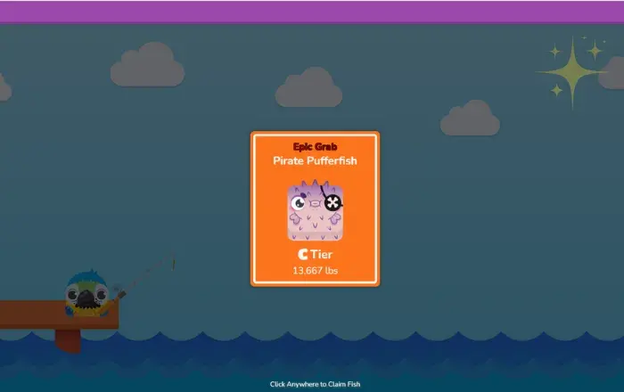 You got a Pirate Pufferfish in Fishing Frenzy Blooket